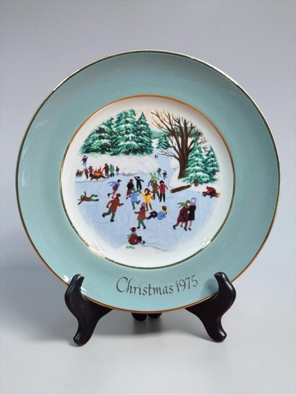 AVON “Skaters on the Pond” Christmas Plate Series 1975